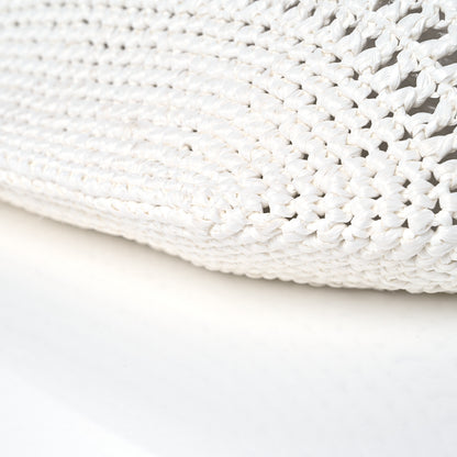 Prada Yarn Raffia Effect Crochet Logo Embroidered Shopping Tote Bag White 9 of 10