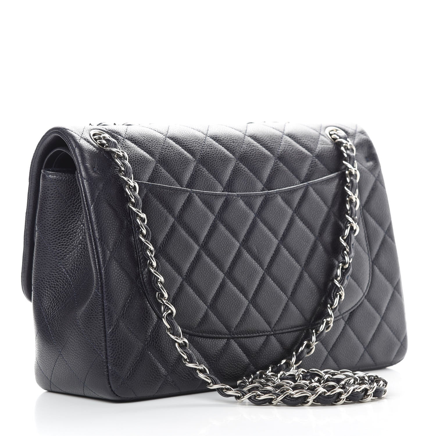 Chanel Caviar Quilted Jumbo Double Flap Navy Blue 3 of 12