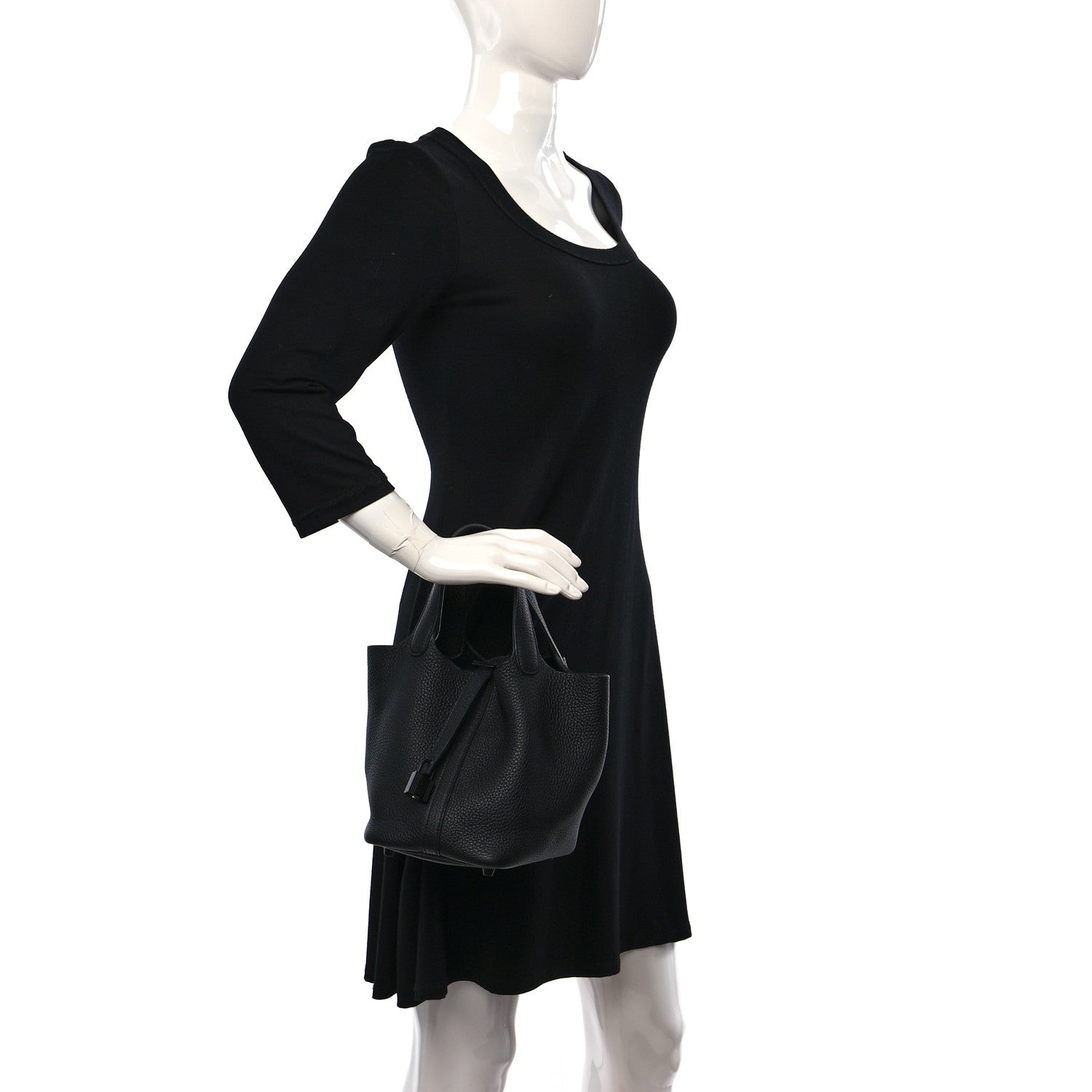 Hermes Taurillon Clemence Monochrome Picotin Lock 18 PM Black 2 of 12