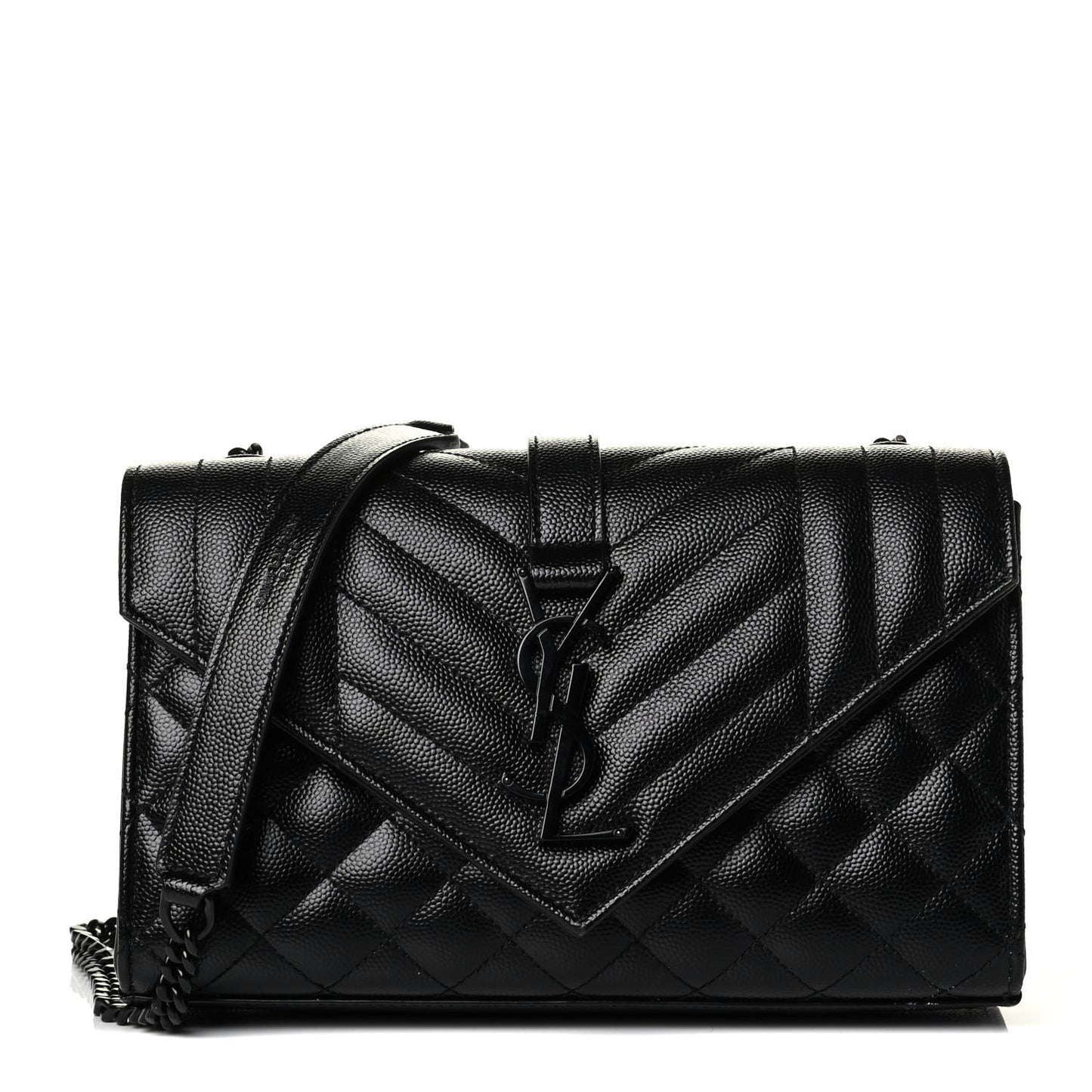 Grain De Poudre Textured Mixed Matelasse Triquilt Small Monogram Satchel Black