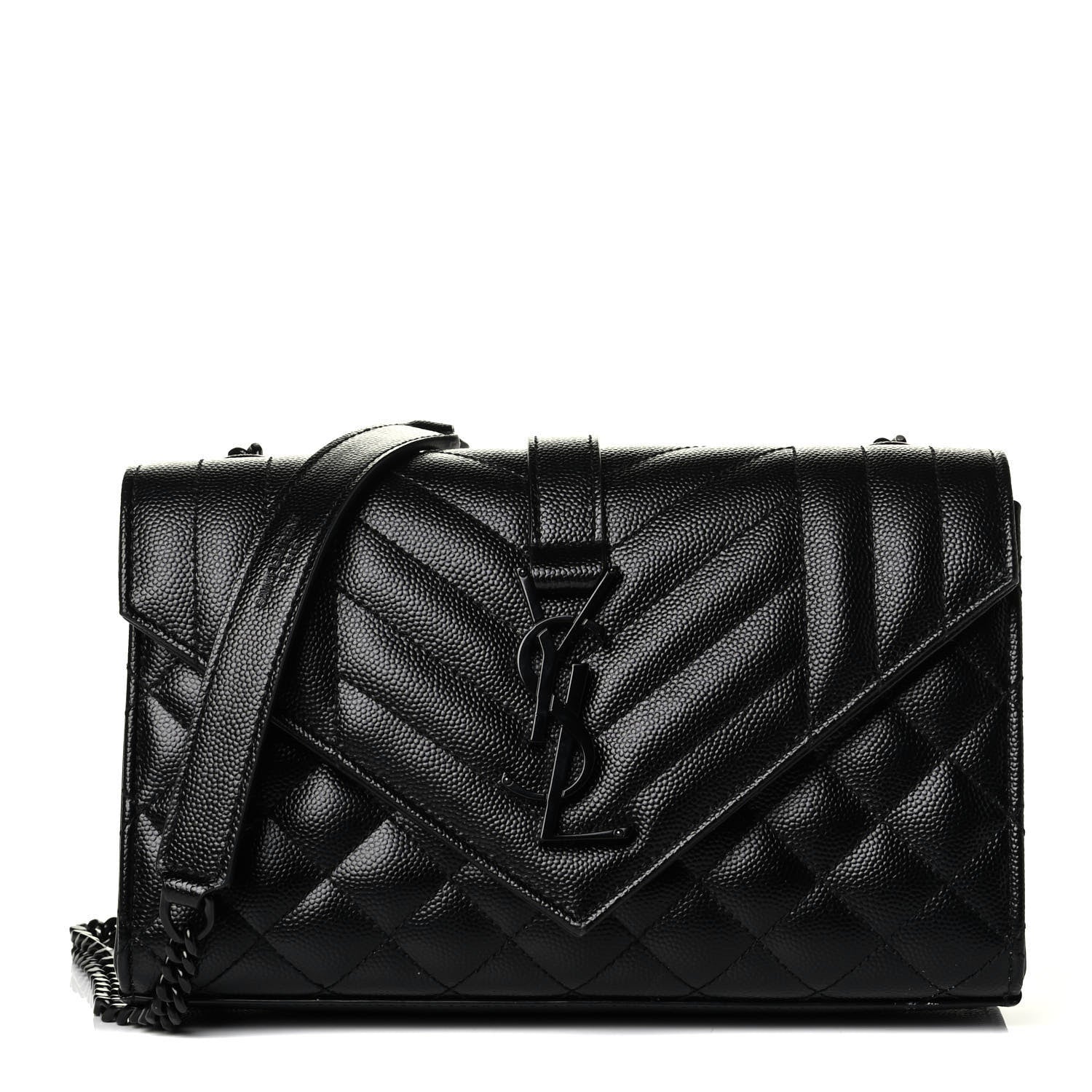 Saint Laurent Grain De Poudre Textured Mixed Matelasse Triquilt Small Monogram Satchel Black 1 of 7