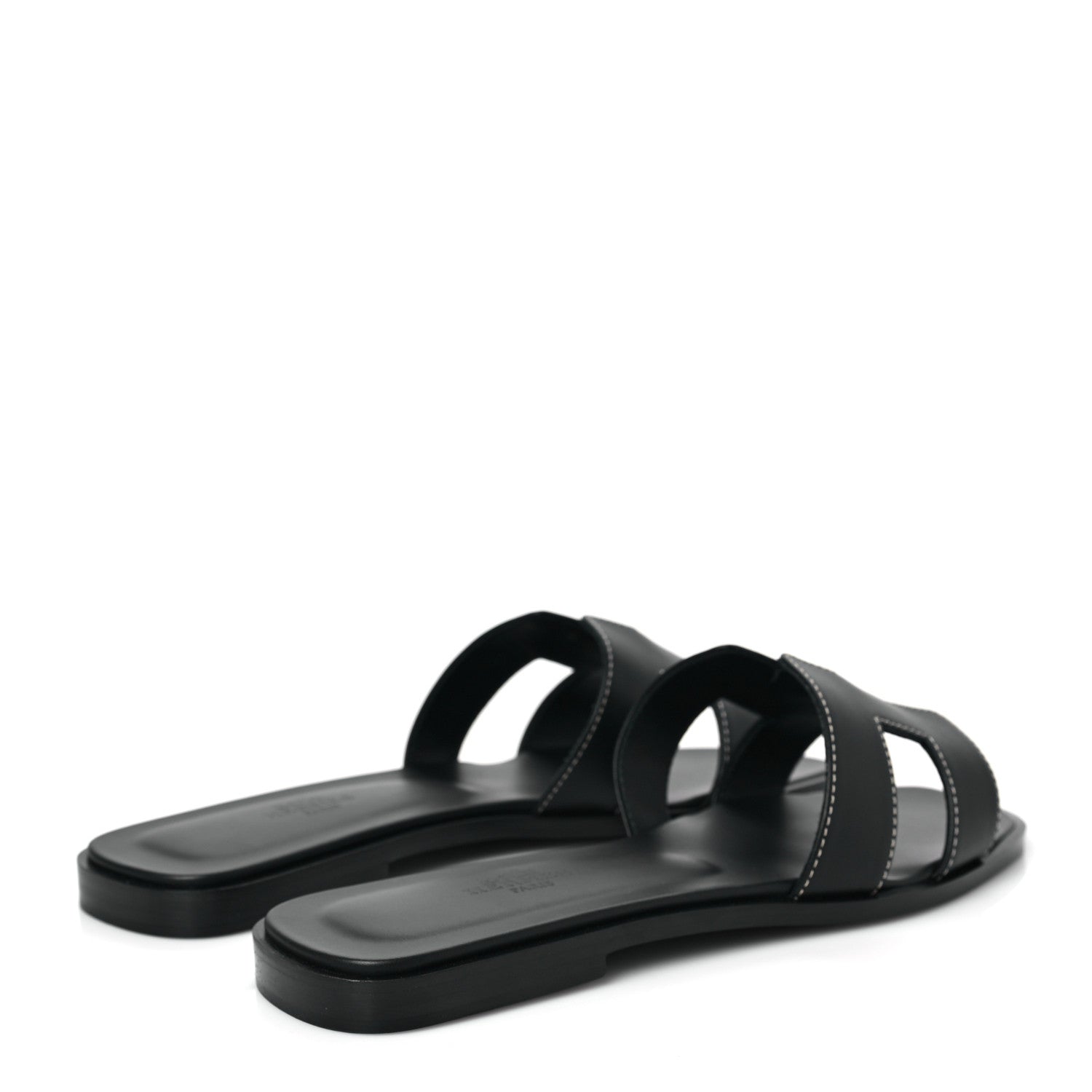 Hermes Box Calfskin Oran Sandals 37 Black 4 of 7