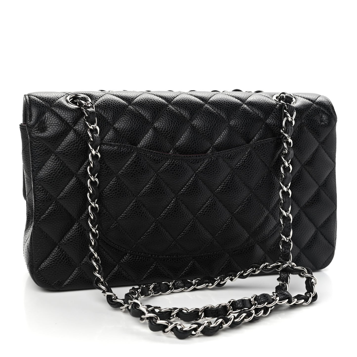 Caviar Quilted Medium Double Flap Black