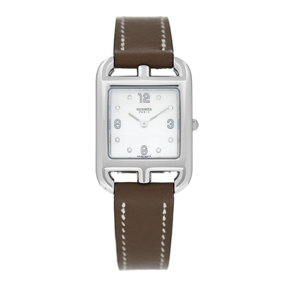 Hermes Stainless Steel Swift Diamond Mother of Pearl 23mm Cape Cod Quartz Watch Etoupe 1 of 5