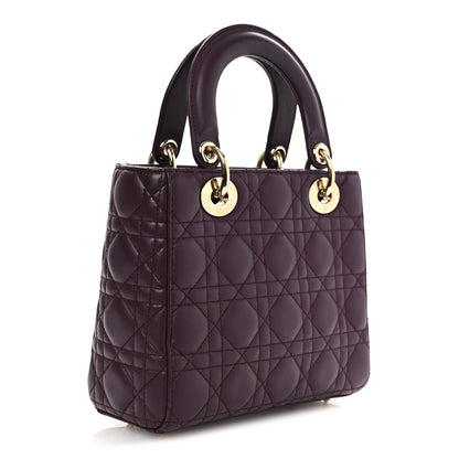 Christian Dior Lambskin Cannage Small Lady Dior Burgundy 3 of 16