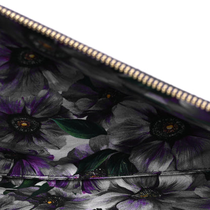 Dolce & Gabbana Canvas Vitello Iguana Embossed Anemone Print Pouch Purple 5 of 9