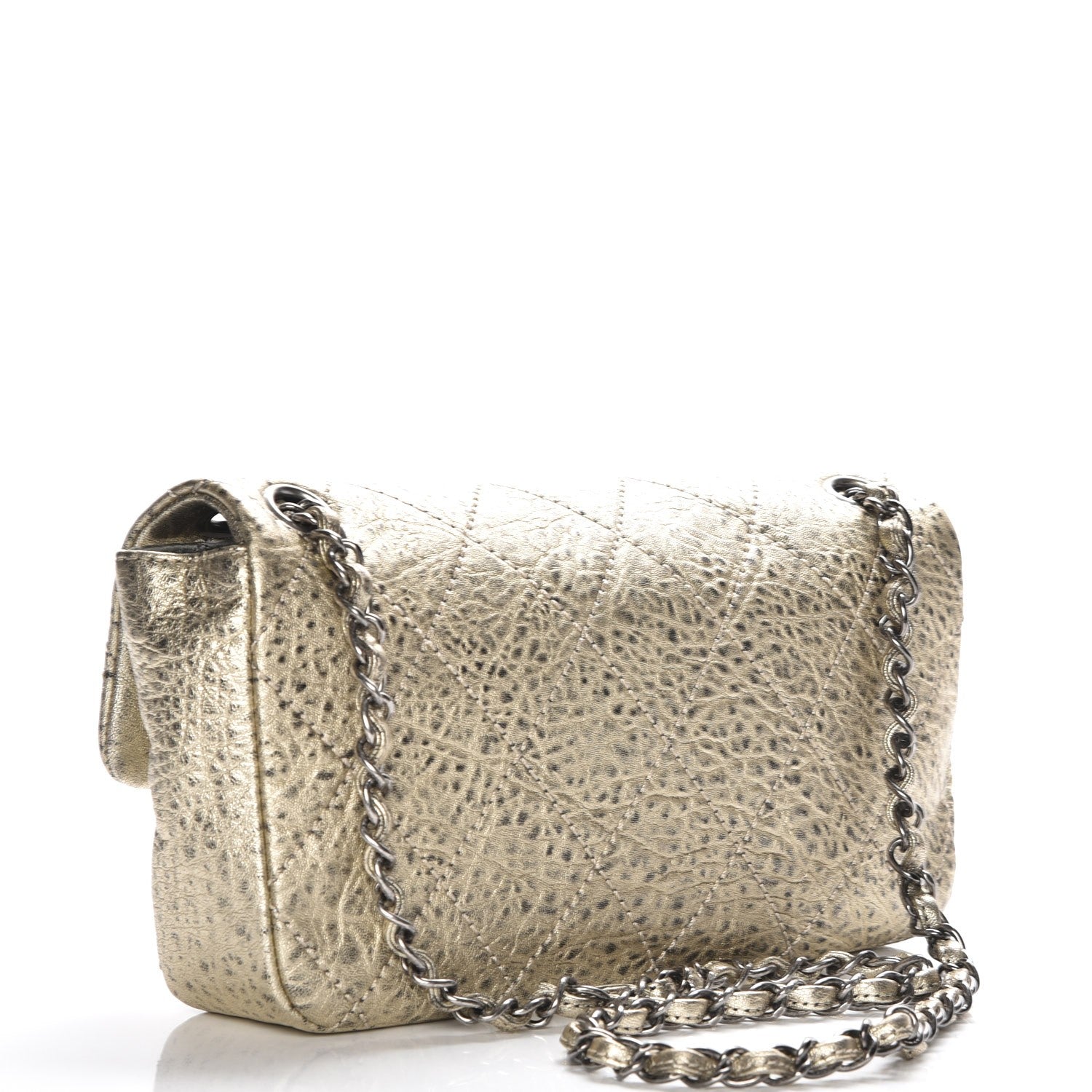 Chanel Distressed Metallic Lambskin Quilted Le Marais Ligne Flap Gold 3 of 7