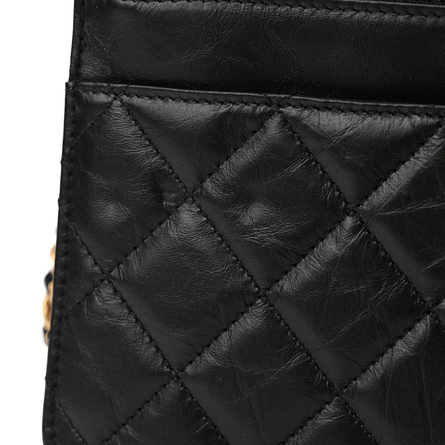 Aged Calfskin Lucky Charms Casino 2.55 Reissue Wallet on Chain WOC Black