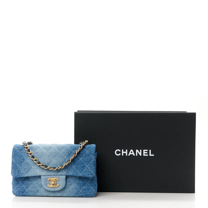 Chanel Washed Denim Quilted Mini Rectangular Flap Blue 12 of 12