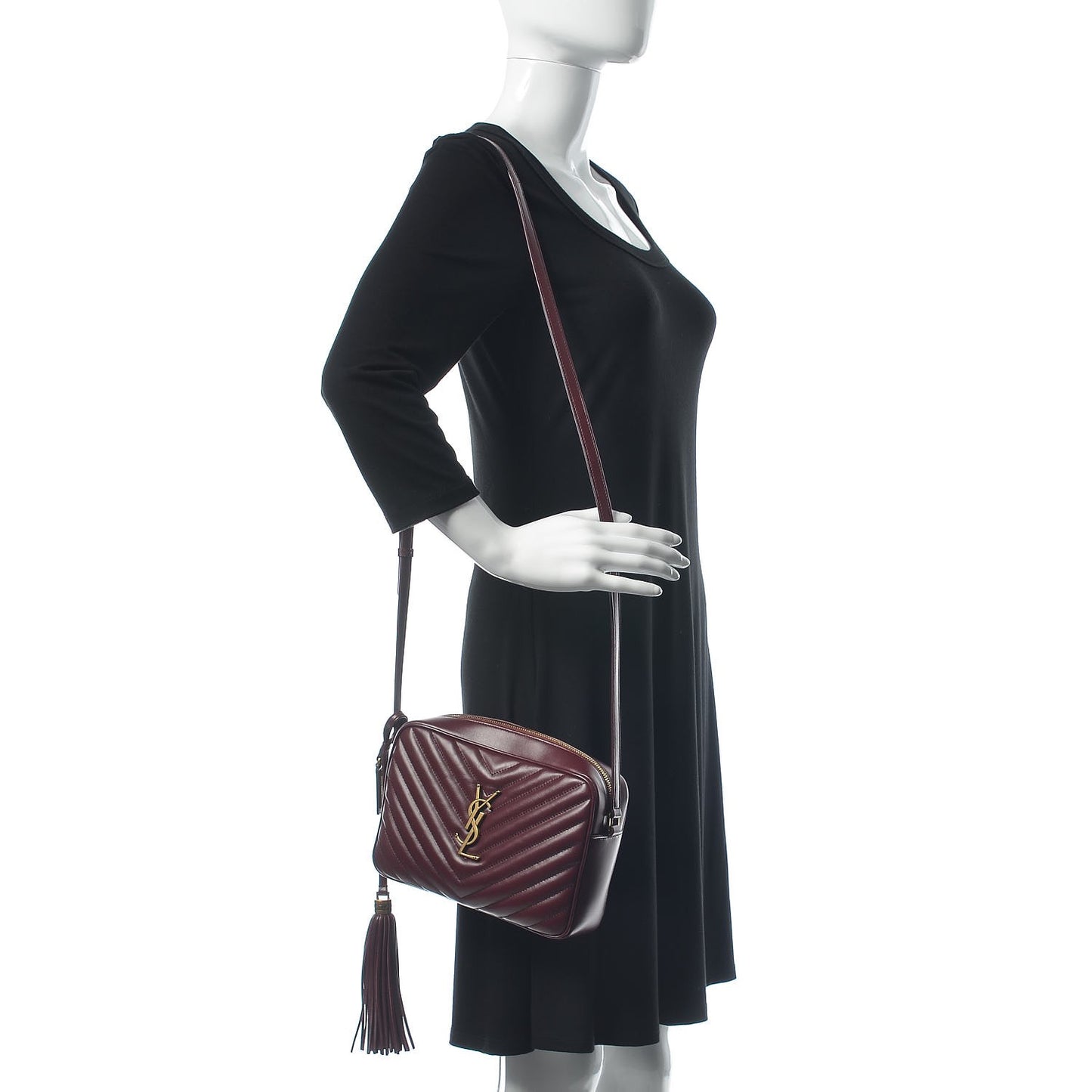 Calfskin Matelasse Monogram Lou Camera Bag Dark Legion Red