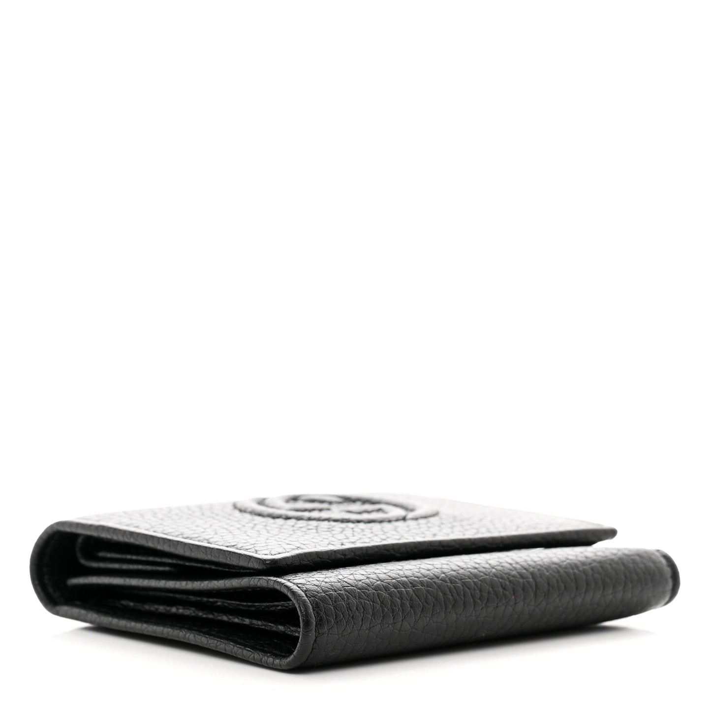 Pebbled Calfskin Soho Compact Flap Wallet Black