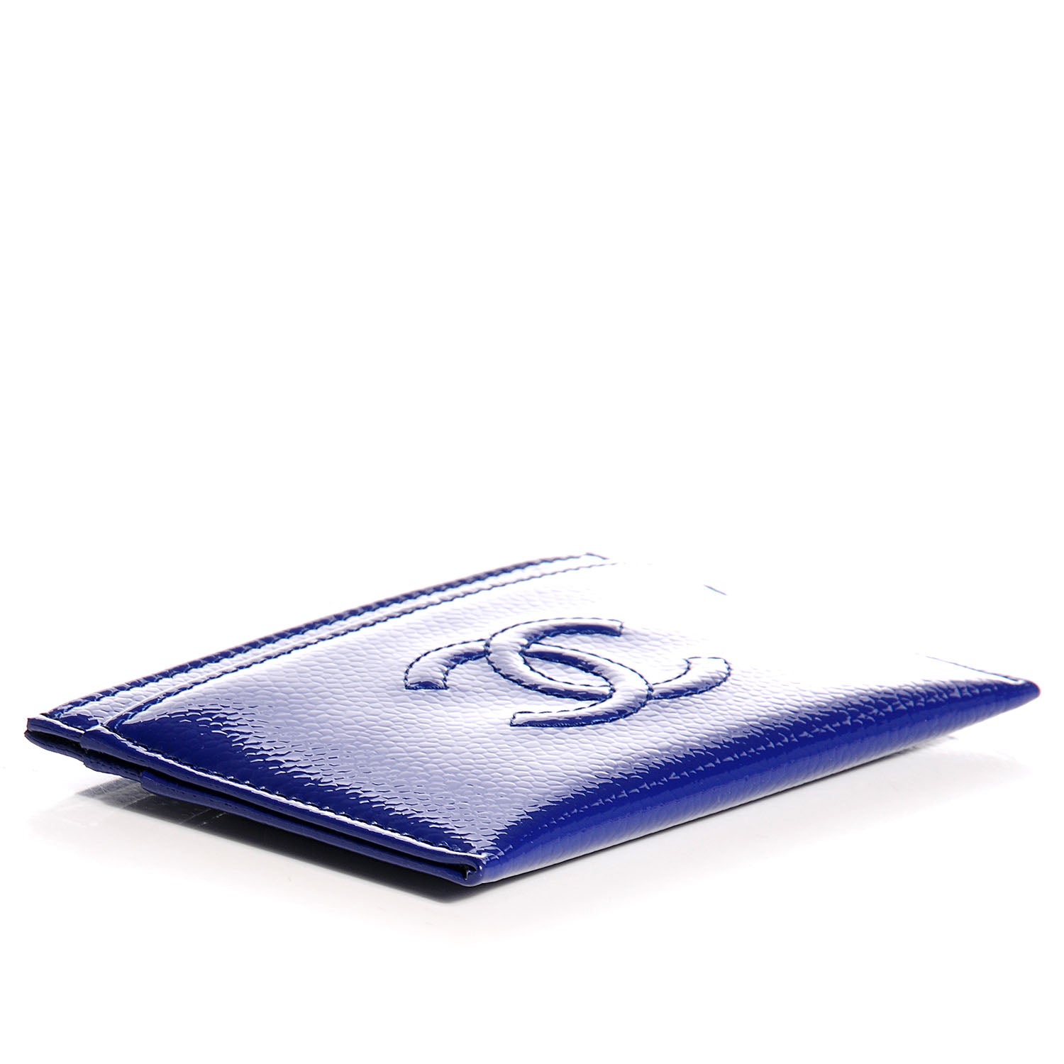 Chanel Patent Grained Calfskin CC Card Holder Blue 4 of 9