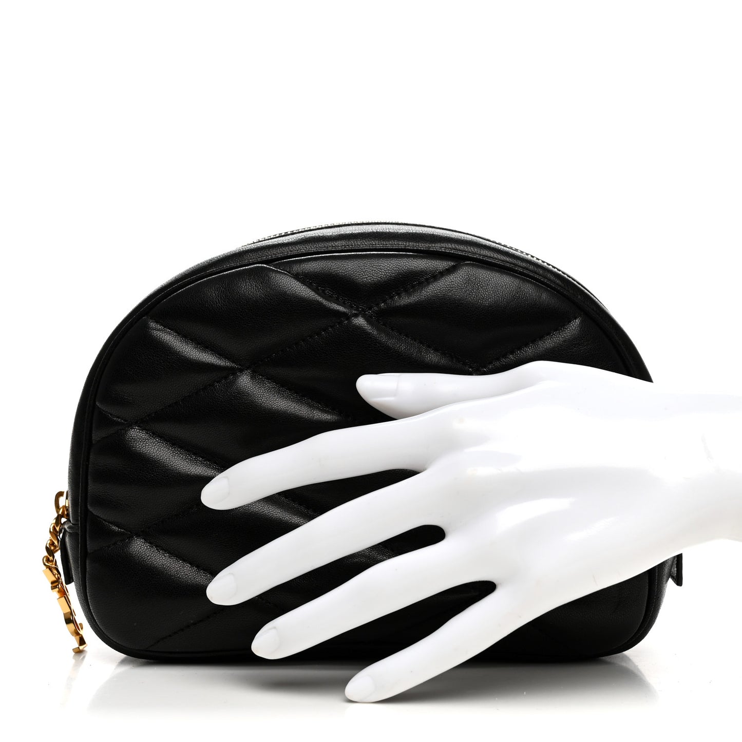 Lambskin Quilted Lolita Cosmetic Pouch Black