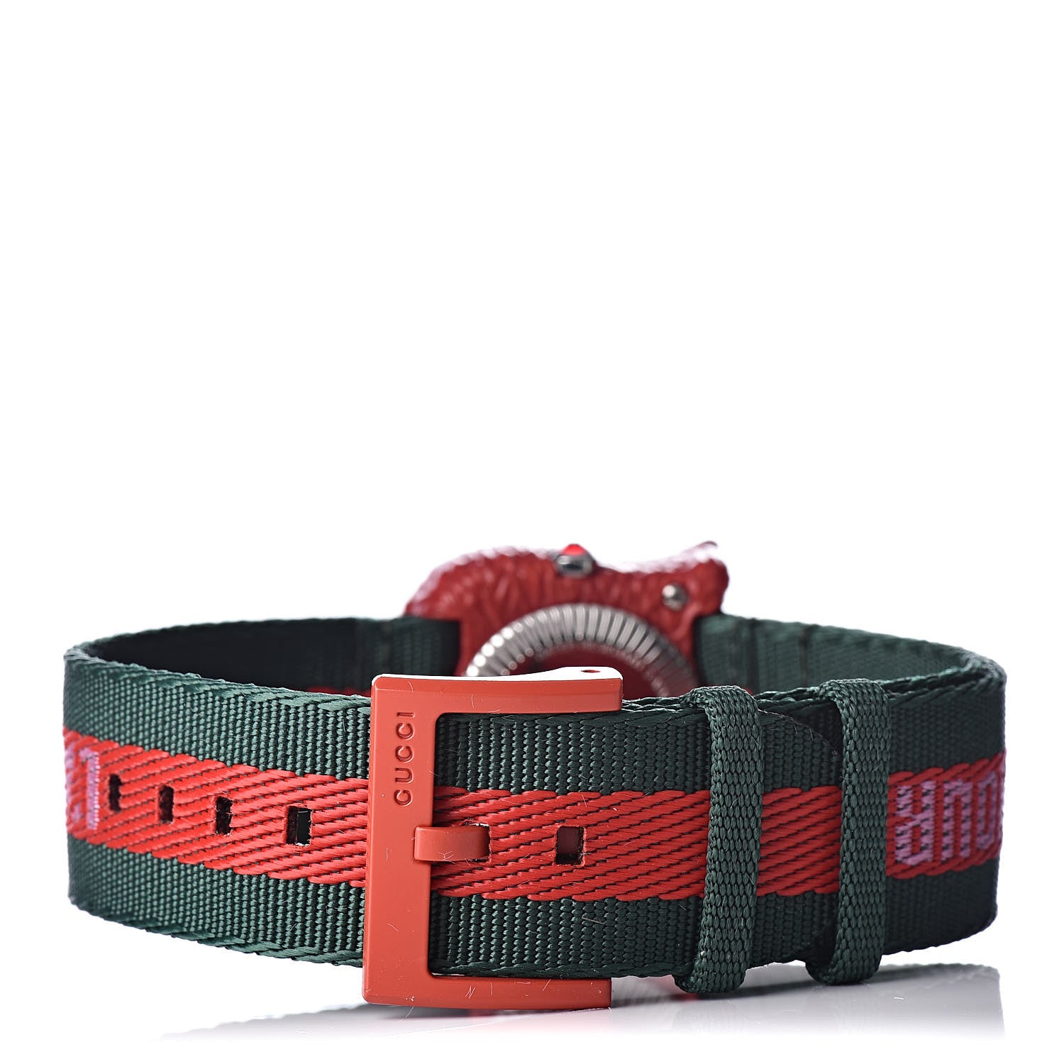 Gucci Stainless Steel Nylon 32mm Le Marche Des Merveilles Tiger Quartz Watch Red 5 of 8