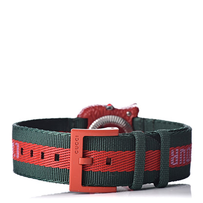Gucci Stainless Steel Nylon 32mm Le Marche Des Merveilles Tiger Quartz Watch Red 5 of 8