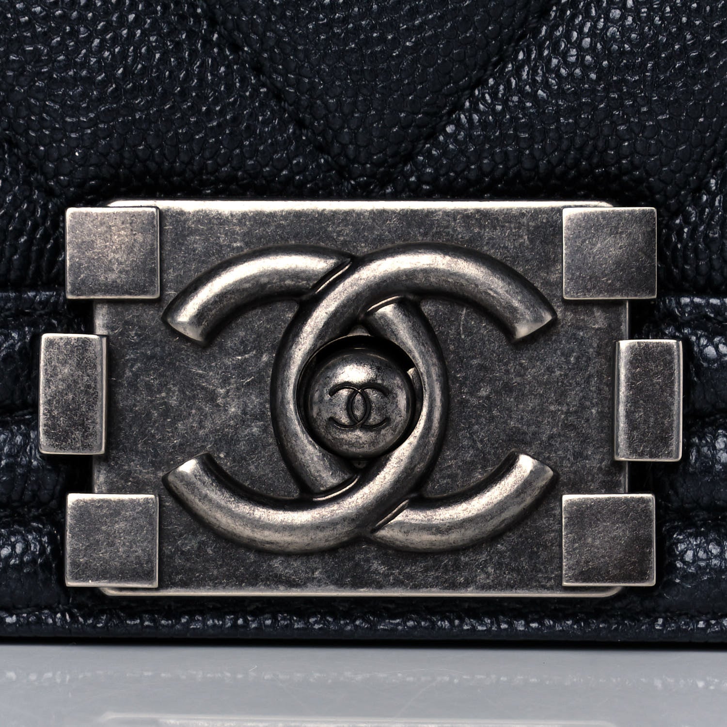 Chanel Caviar Chevron Quilted New Medium Boy Flap Dark Navy Blue 9 of 14