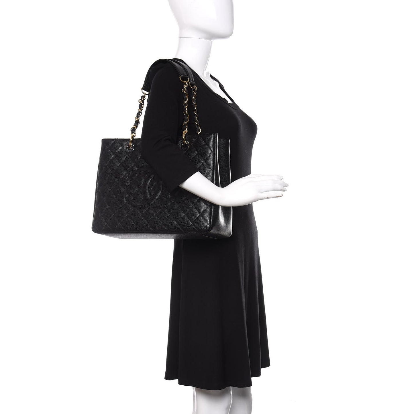 Caviar Quilted Grand Shopping Tote GST Black