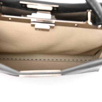 Fendi Cuoio Romano Selleria Bi-Color Medium Peekaboo Iconic Satchel Asfalto Latte 6 of 10