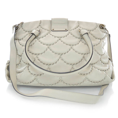 FASHIONPHILE SALVATOREFERRAGAMOLeatherStitchedSatchelIvory 3 of 9
