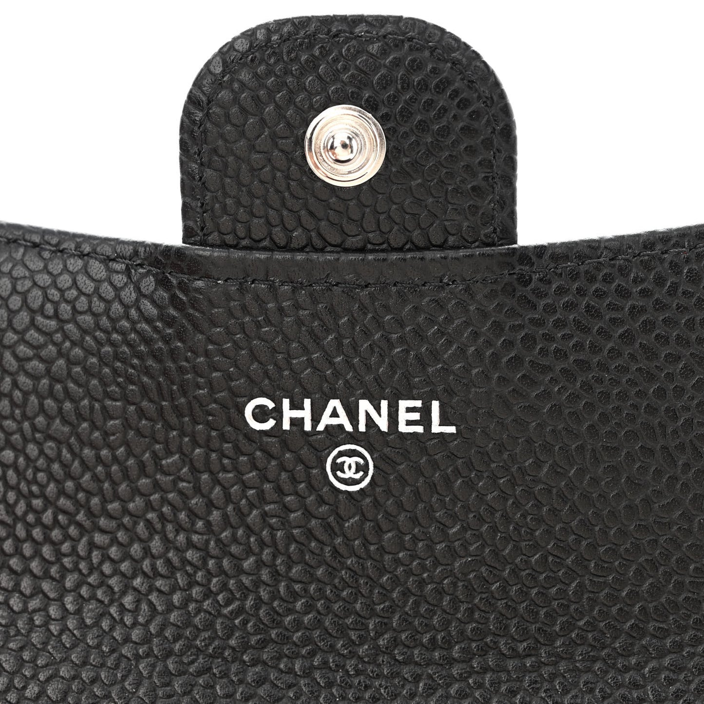 Caviar Quilted Flap Card Holder Wallet Black