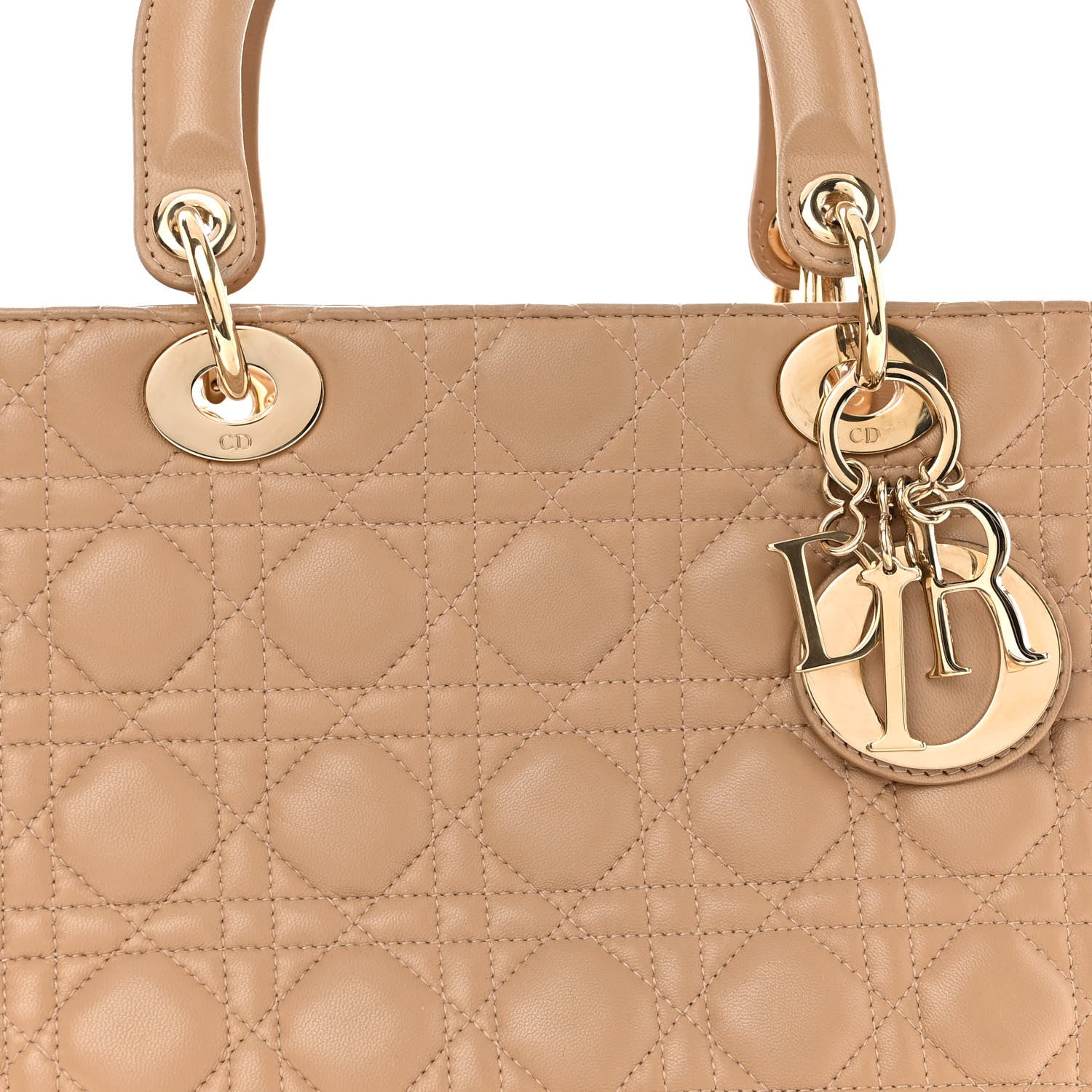 Christian Dior Lambskin Cannage Medium Lady Dior Beige 7 of 9