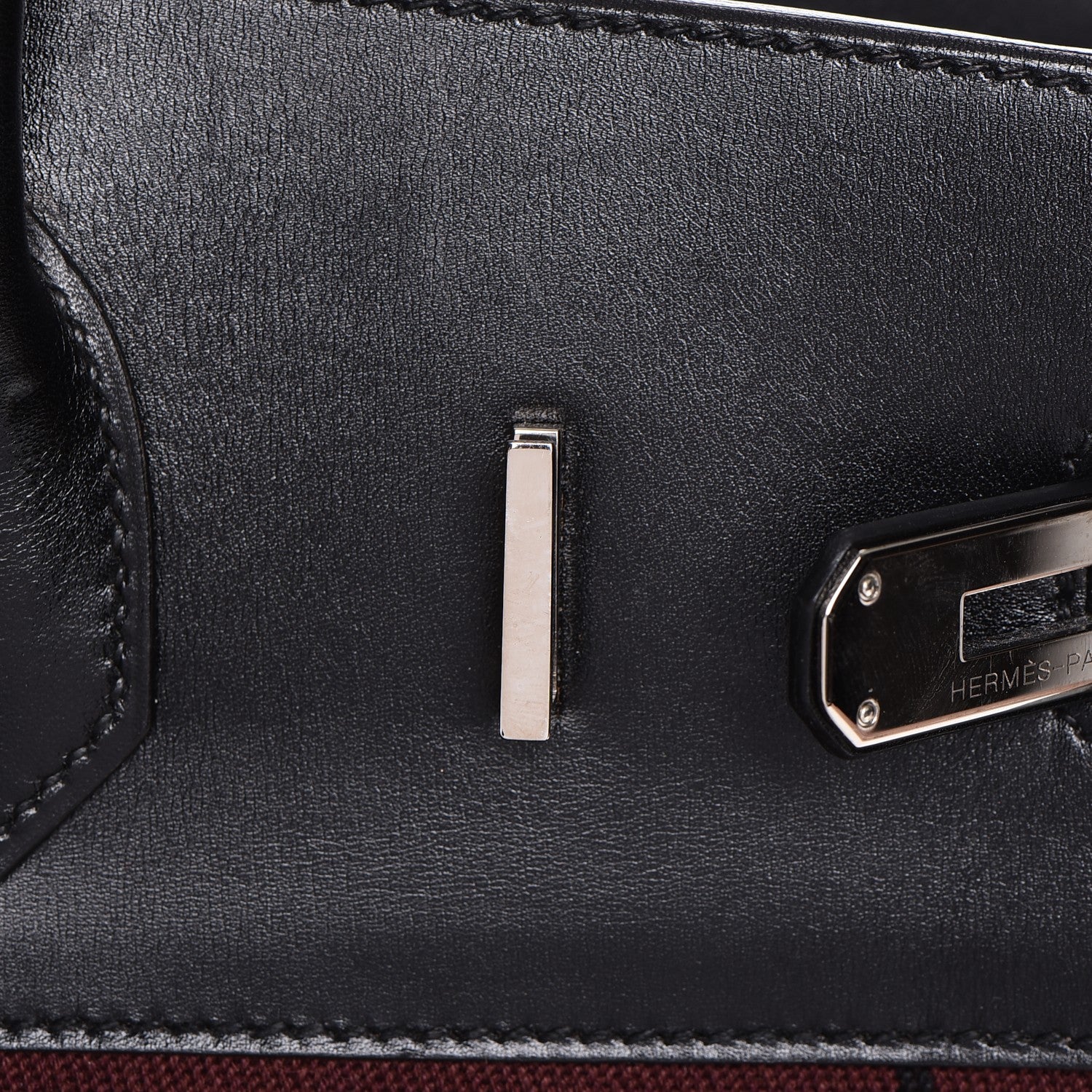 Hermes Toile Box Potamus Birkin 35 Black Rouge H 18 of 24