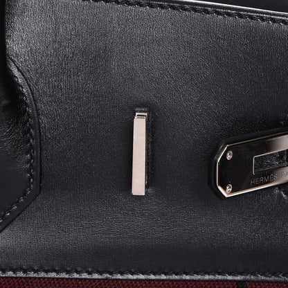 Hermes Toile Box Potamus Birkin 35 Black Rouge H 18 of 24