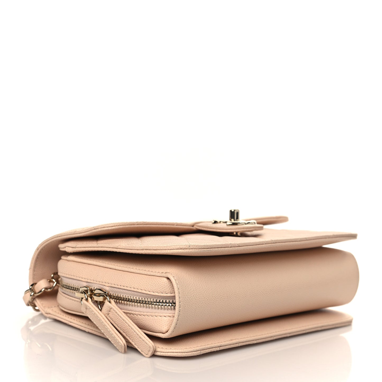 Caviar Quilted Large Like A Wallet Flap Light Beige