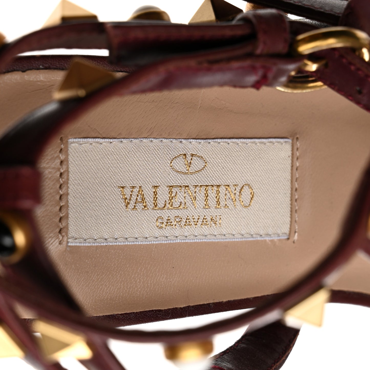 Calfskin Rockstud Rolling Cabochon Ankle Wrap Flat Thong Sandals 35.5 Cacao