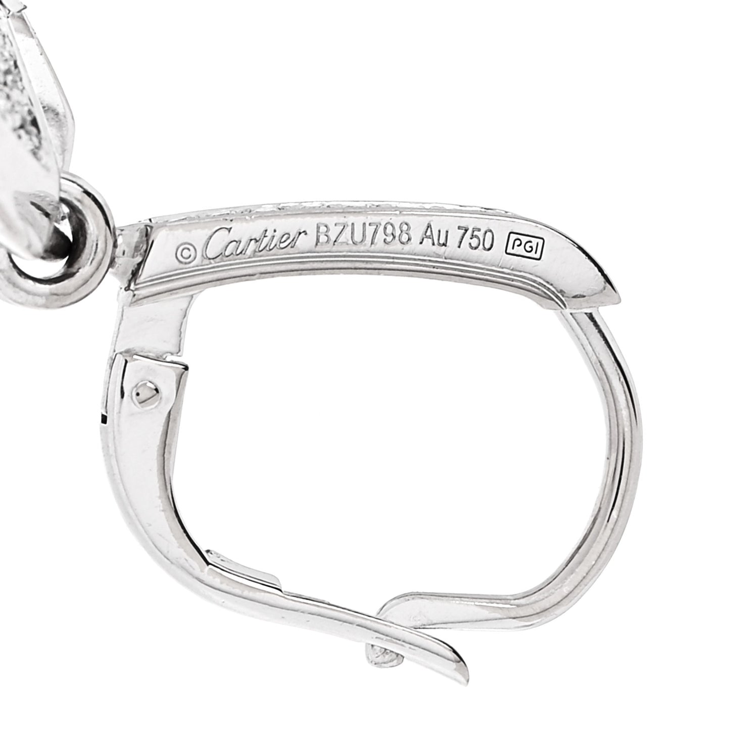 18K White Gold Diamond Amulet Pave Earrings