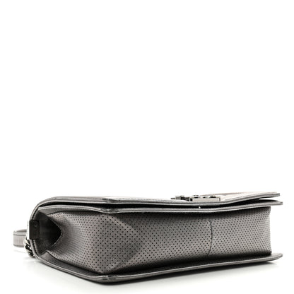 Chanel Metallic Lambskin Perforated New Medium Boy Flap Dark Silver 4 of 10