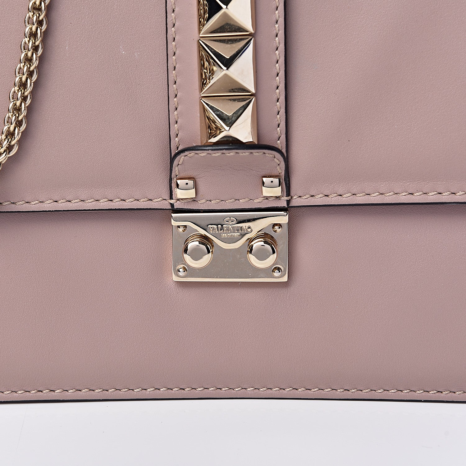 Valentino Garavani Vitello Medium Glam Lock Rockstud Flap Poudre 13 of 13