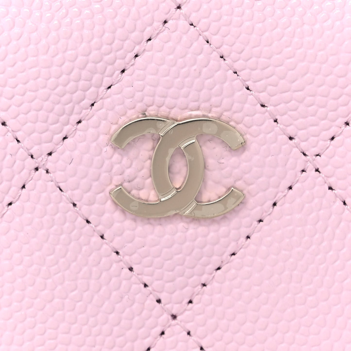 Caviar Quilted Zip Coin Purse Light Pink