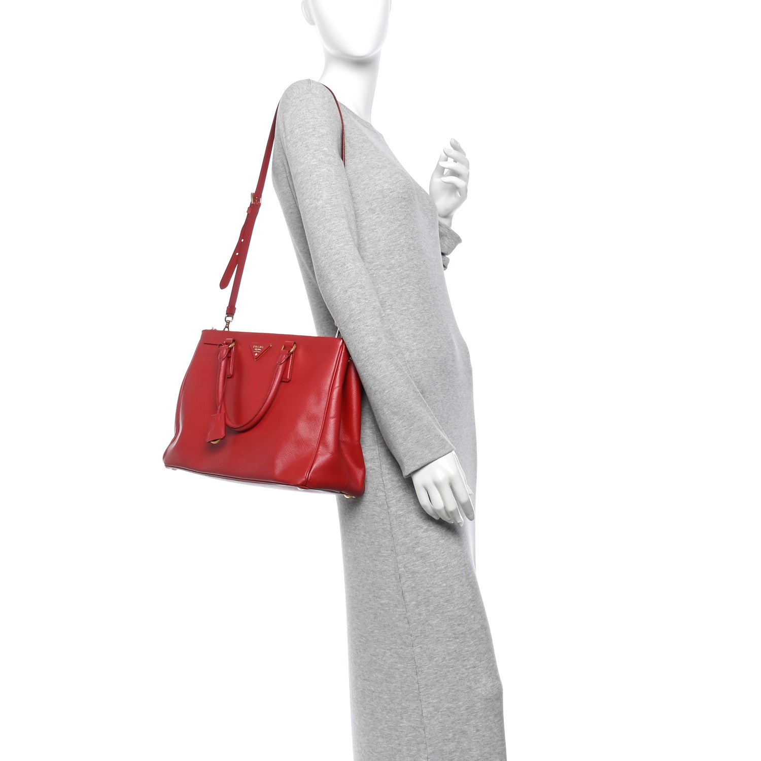 Prada Saffiano Lux Large Galleria Double Zip Tote Fuoco 2 of 12