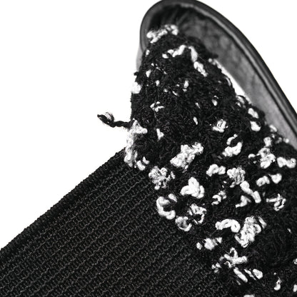 Chanel Tweed Patent Calfskin Short Boots 40 Black White 11 of 11