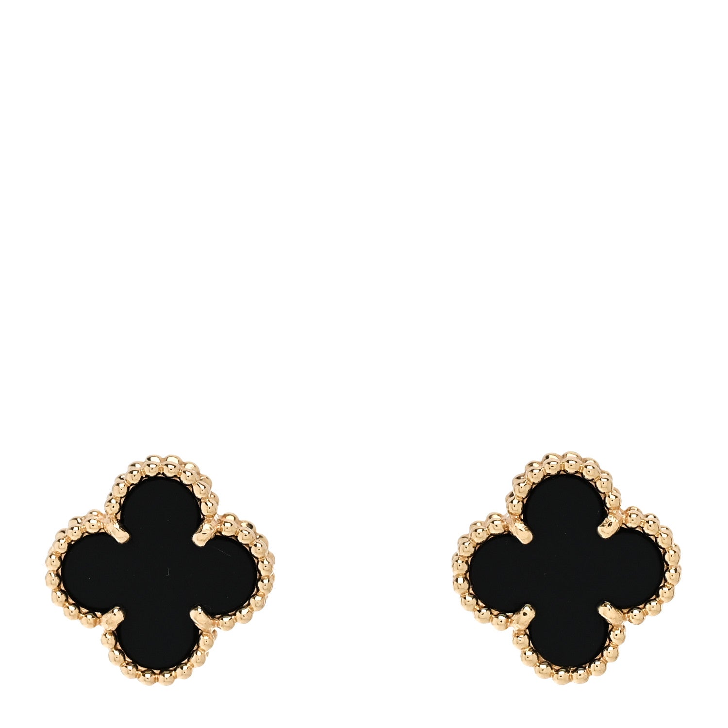 Van Cleef & Arpels 18K Yellow Gold Black Onyx Sweet Alhambra Earrings 1 of 5