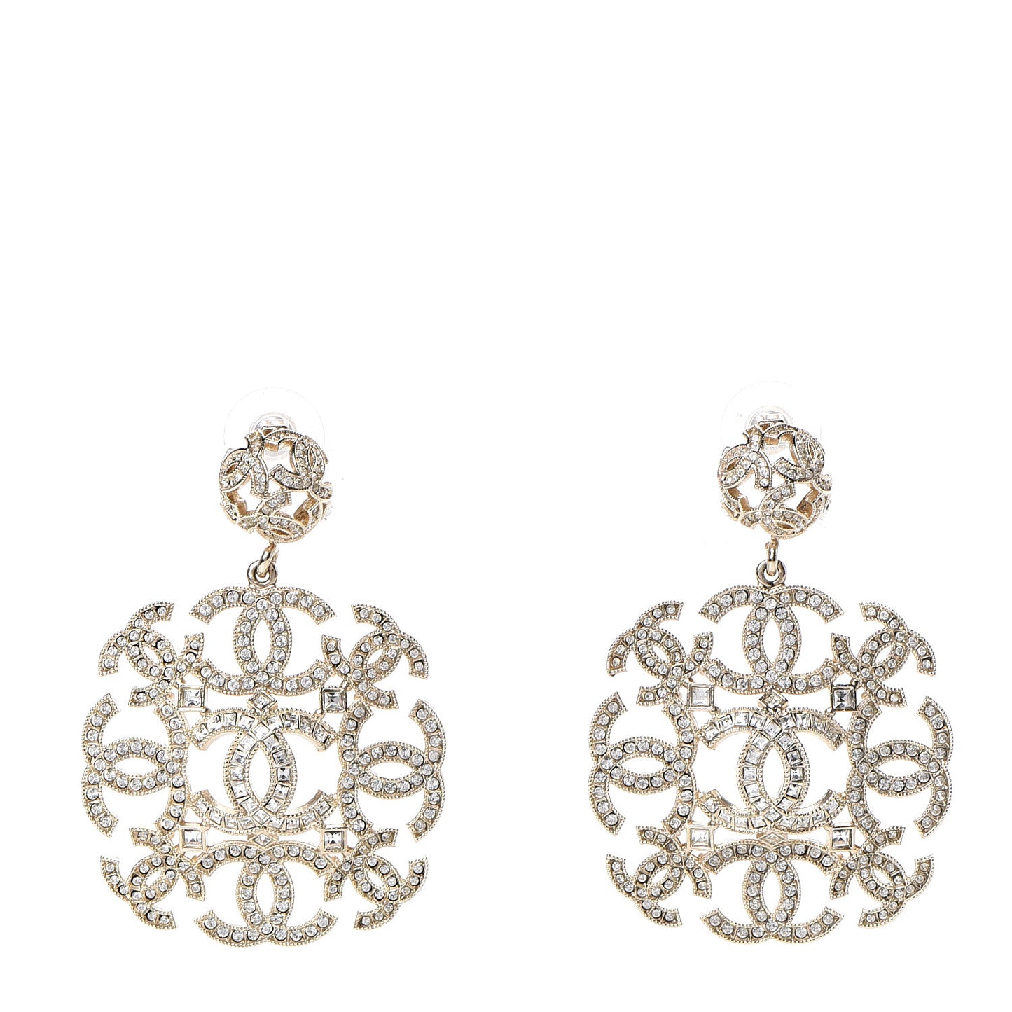 Crystal Strass CC Earrings Gold