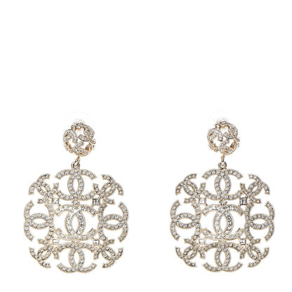 Chanel Crystal Strass CC Earrings Gold 1 of 4