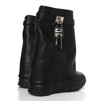Givenchy Grained Calfskin Shark Lock Biker Ankle Boots 36 Black 4 of 8