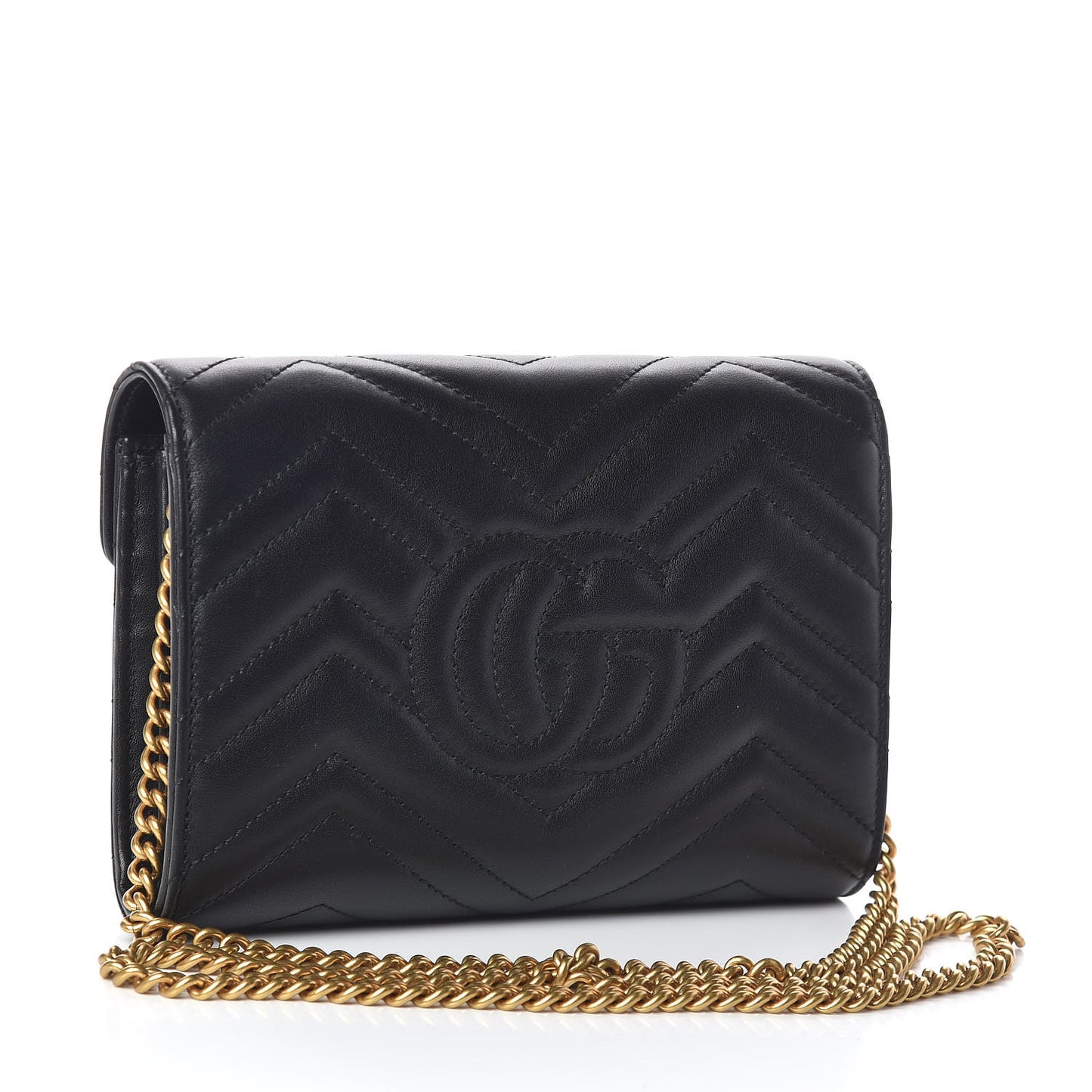 Calfskin Matelasse GG Marmont Chain Wallet Black