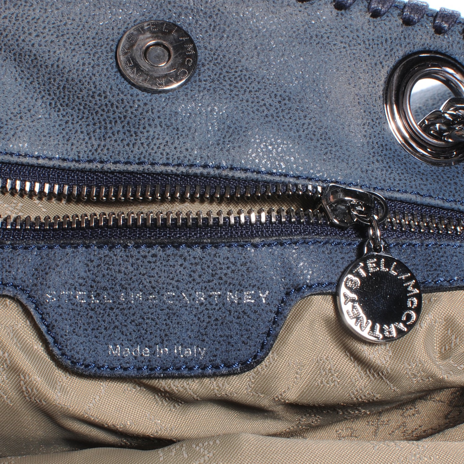 Stella McCartney Faux Leather Shaggy Deer Small Falabella Bucket Bag Blue 7 of 7