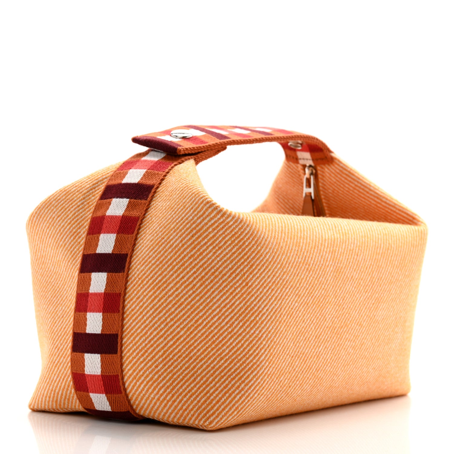 Hermes Merino Wool Large Au Carre Bride-A-Brac Pouch Fauve 3 of 6