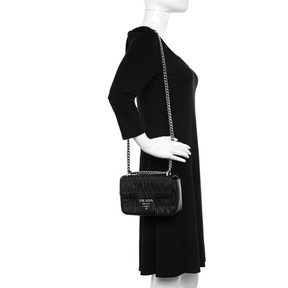 Prada Nappa Gaufre Small Chain Flap Shoulder Bag Black 2 of 9