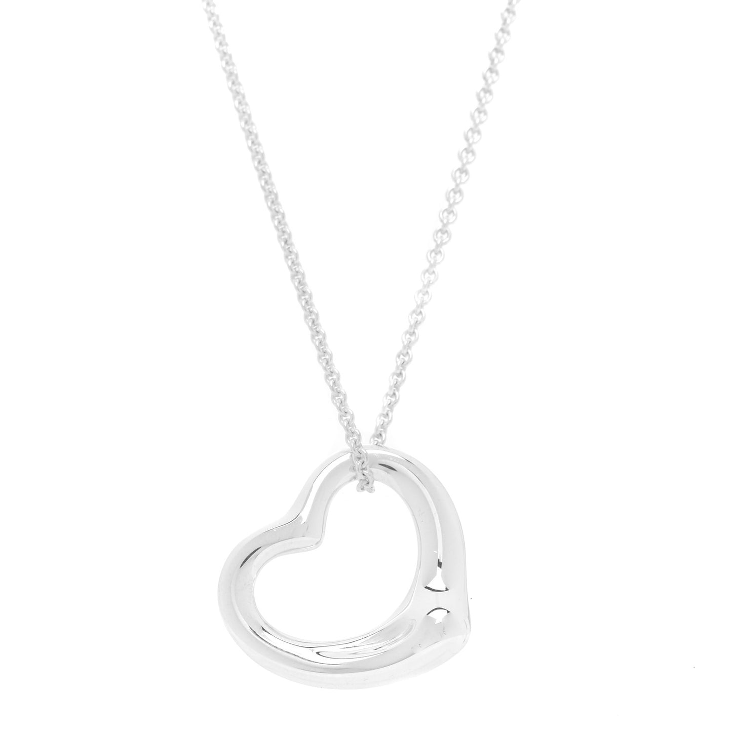 Sterling Silver 22mm Elsa Peretti Open Heart Pendant Necklace