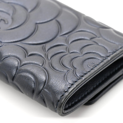 Chanel Lambskin Camellia Embossed Flap Card Holder Navy 8 of 12