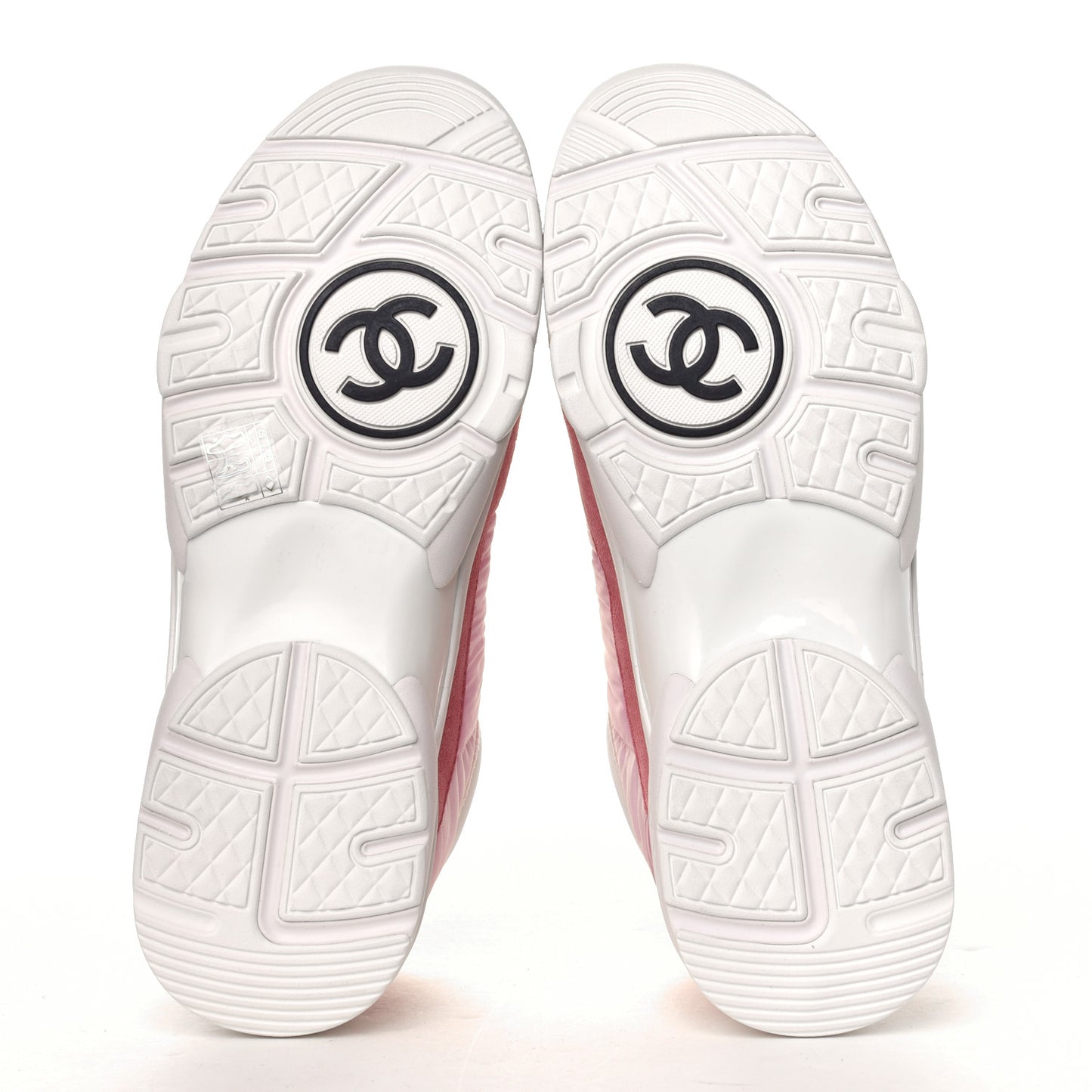 Nylon Calfskin Suede Womens CC Sneakers 40 Pink