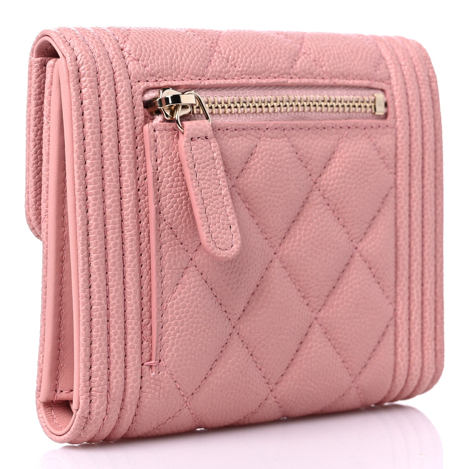 Chanel Caviar Quilted Boy Compact Wallet Pink 3 of 8