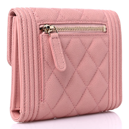 Chanel Caviar Quilted Boy Compact Wallet Pink 3 of 8