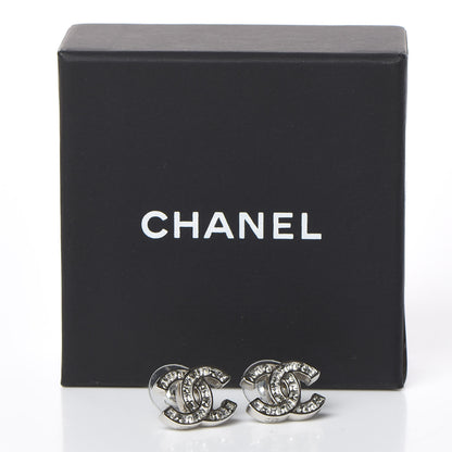 Chanel Baguette Crystal CC Earrings Silver 6 of 6