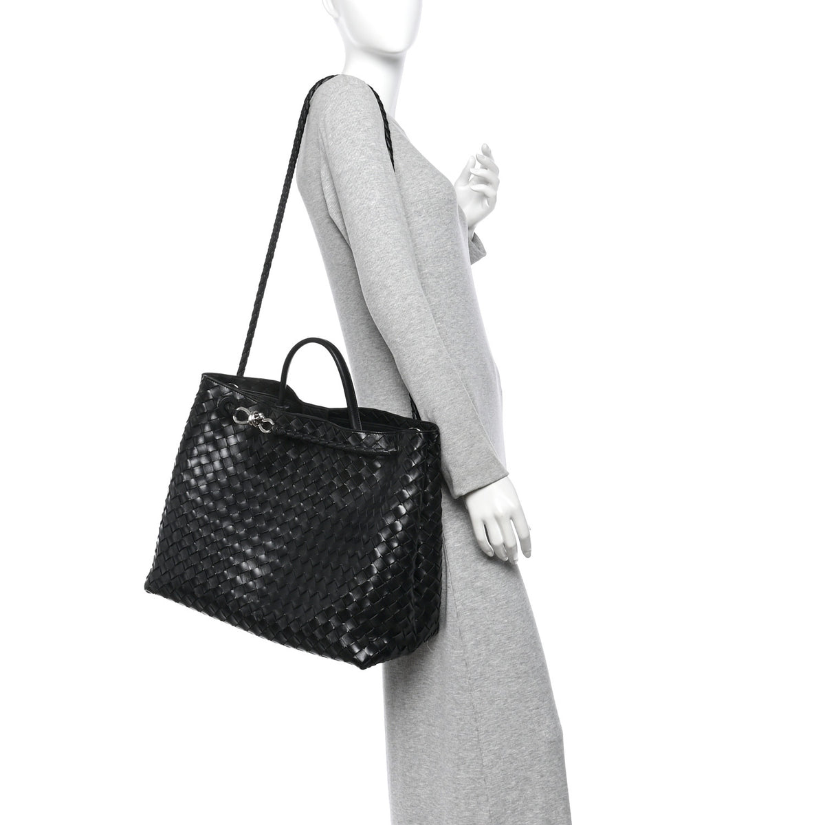 Bottega Veneta Nappa Intrecciato Large Andiamo Shoulder Bag Black 2 of 10